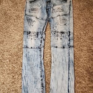 Benjamin Franklin Distressed Jeans w/ Zipper Pockets Size 34